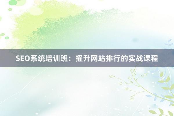 SEO系统培训班：擢升网站排行的实战课程